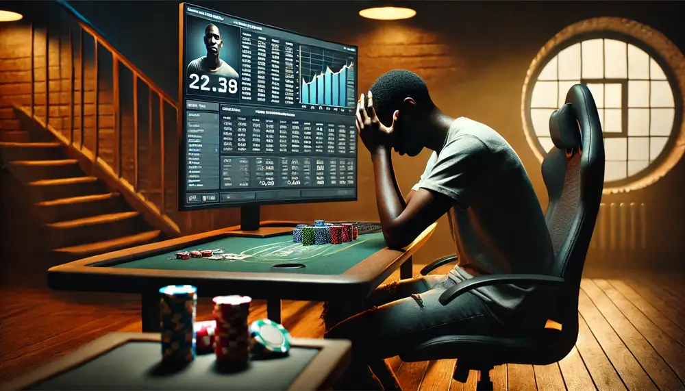 Un hombre se agarra la cabeza con los brazos sobre su escritorio