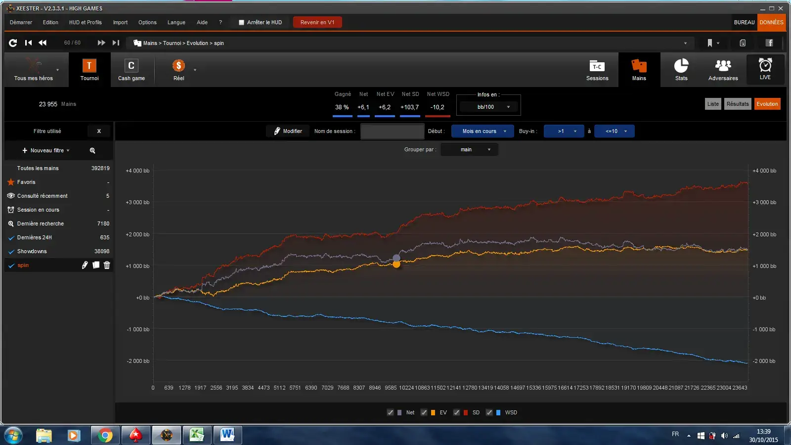 Captura de pantalla del tracker de póker Xeester