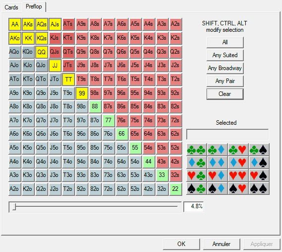 Screenshot of the PokerStove software