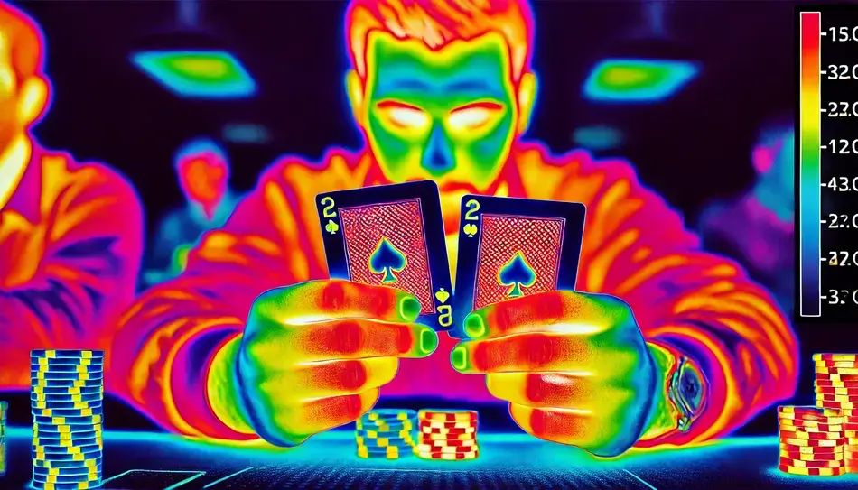 Imagen de un jugador de póker a través de una cámara térmica