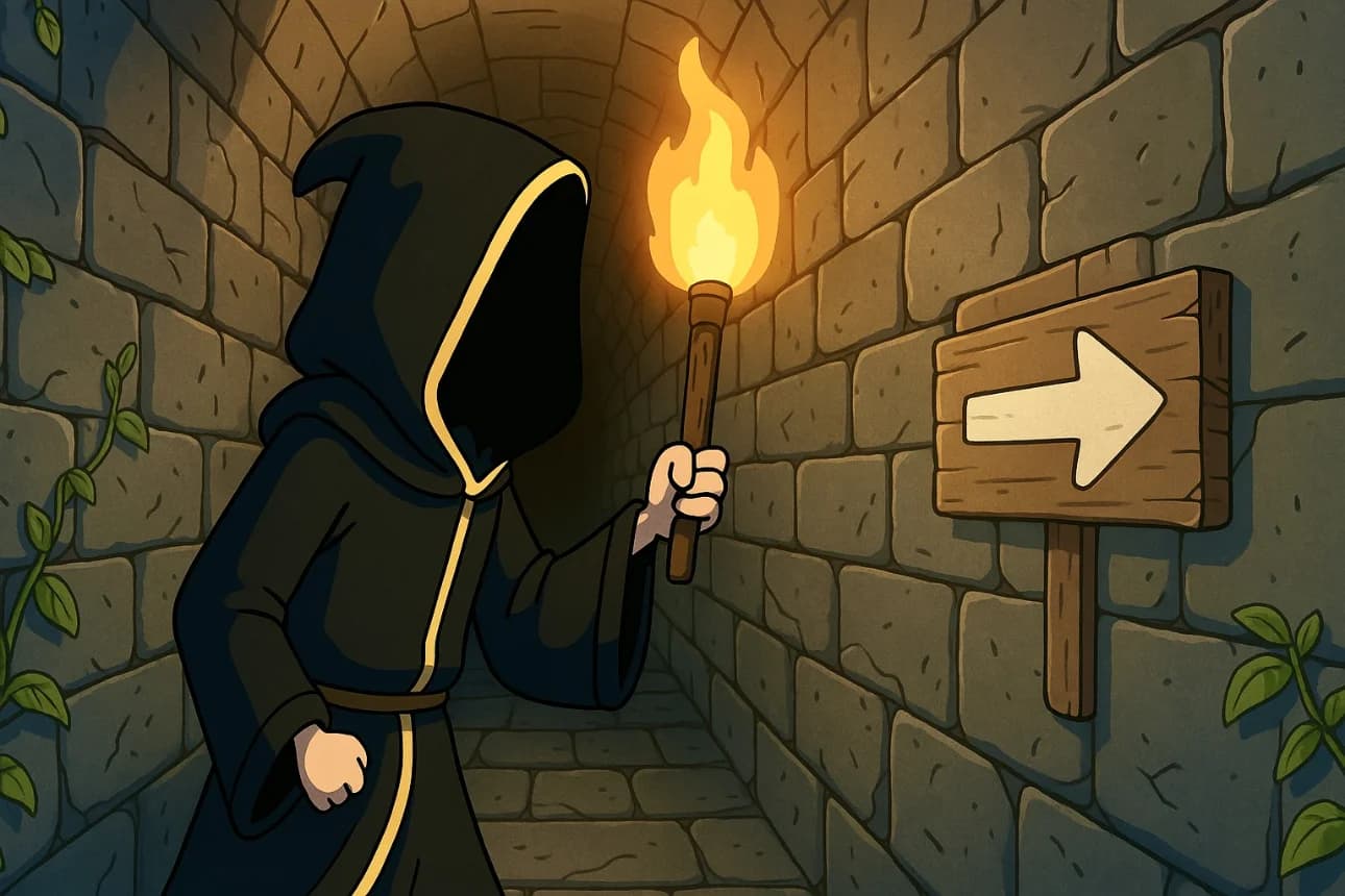 Illustration of a directional signpost