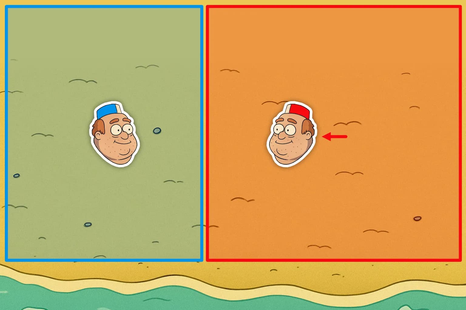 El vendedor de helados rojo se desplaza hacia el centro de la playa