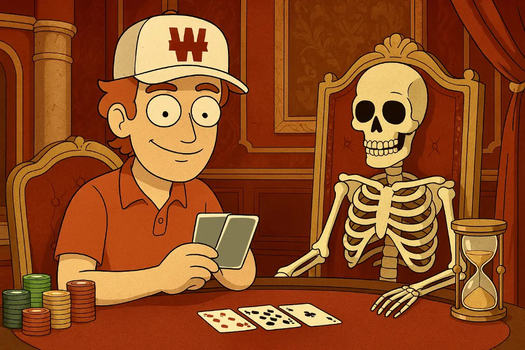 Joueur de poker prenant le temps de réfléchir